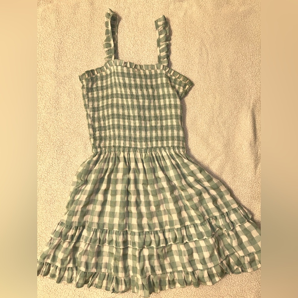 Green & Blush Gingham Dress